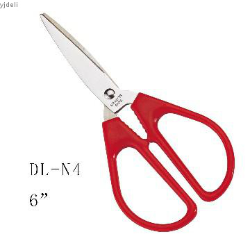 6 inch Red Plastic Handle titanium color household scissors