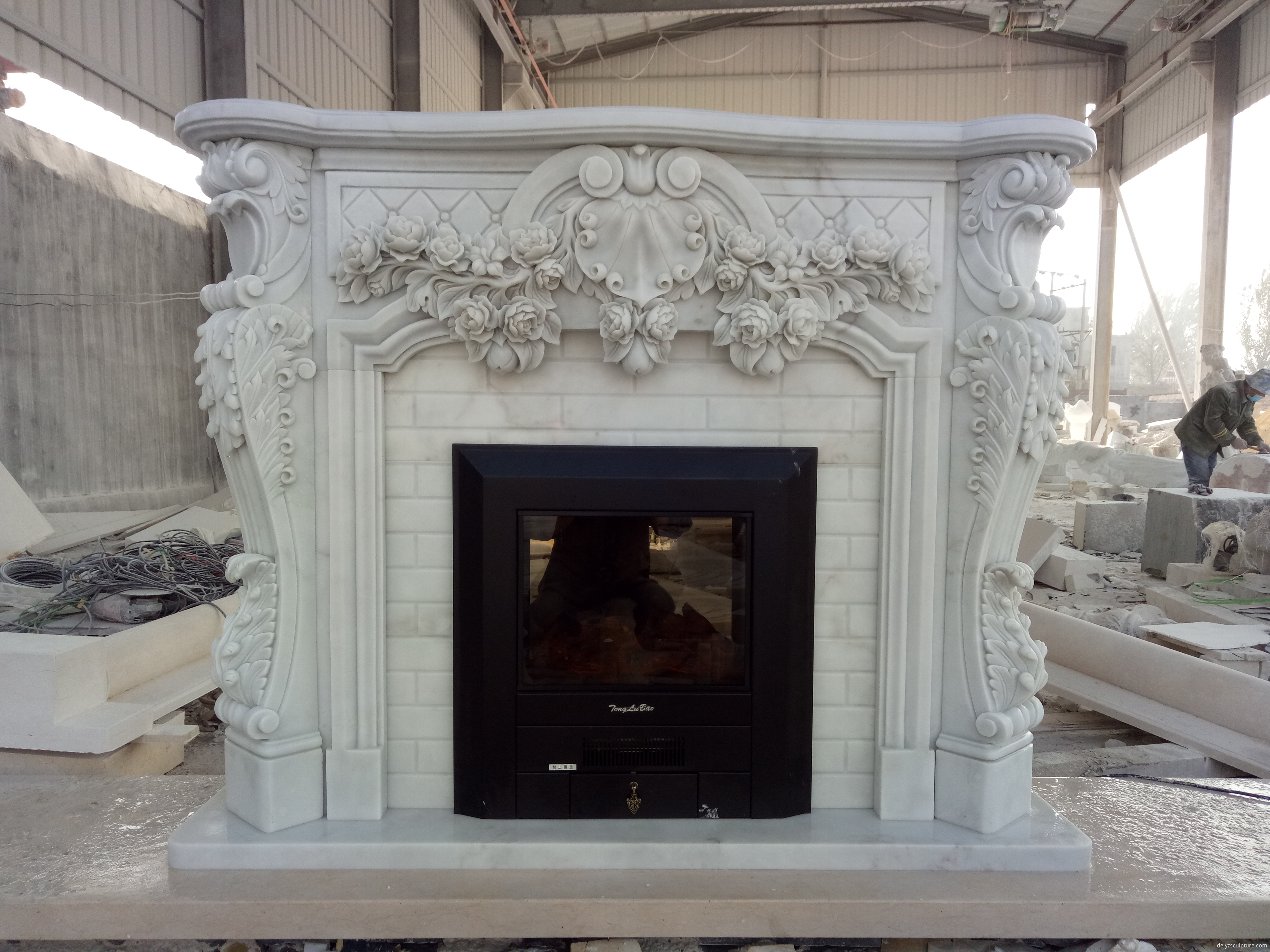 Marble fireplace mantel