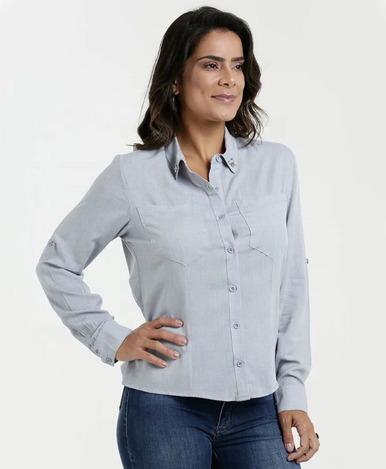 Elegante Damen Hemdtops Damen Bürobluse aus Baumwolle