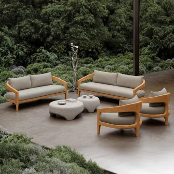 Minimalist design outdoor sofa teak wooden sofa set hotel furniture solid wooden garden set teak outdoor patio sofa