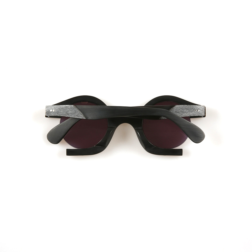 Round Black Buffalo Horn Sunglasses UV Protection