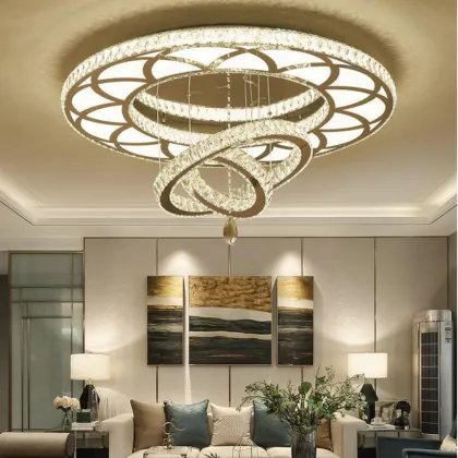 Modern Crystal Ceiling Lamps for High Ceilings