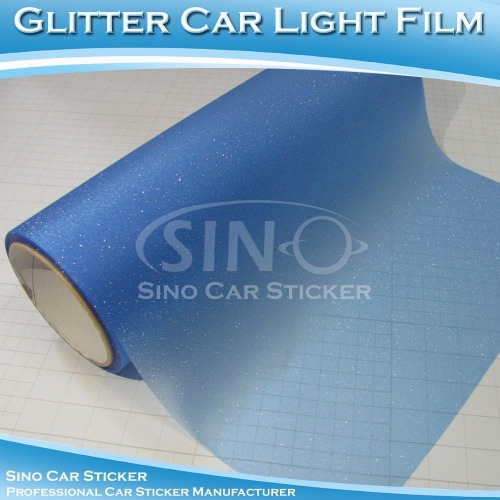 Glitter Car Headlight Sticker Paper Light Blue Car Tint Film