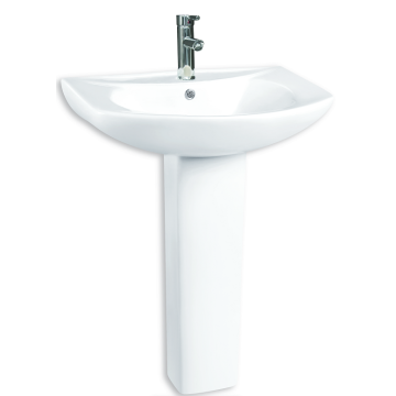 Floor Standing Ceramic Pedestal Sink in Bathroom