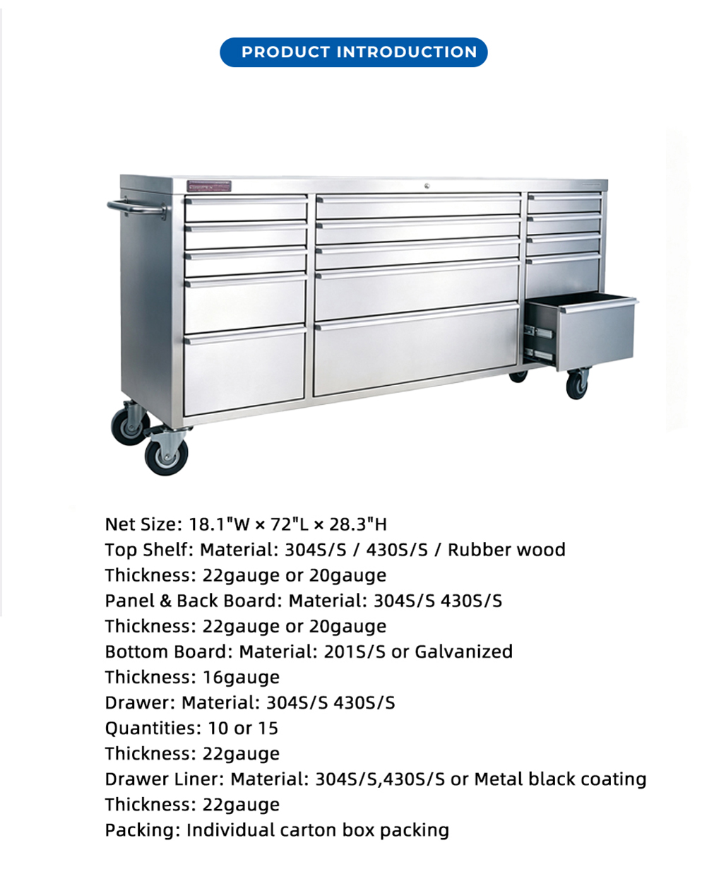 Stainless Rolling Tool Chest X