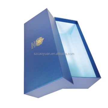 Custom Blue 2-Piece Lid and Bottom Gift Box with Sleeve for Wine Bottles or Clothes: Reverse UV Printing for Premium Packaging