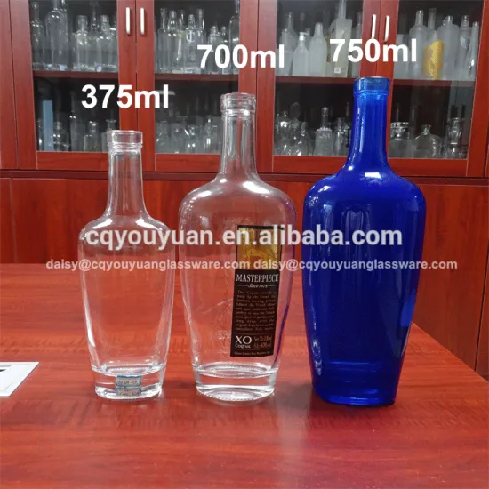 High end luxury decorative transparent glass gin bottles 700ml 750ml