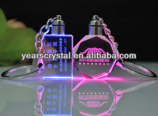 china supply flash light crystal glass keychains with letters 30mm(R-1461)