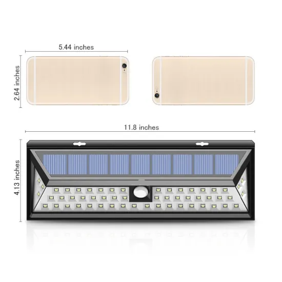 Bright 54LED Solar Power Led Wireless Security Waterproof led wall light for Diveway Patio Garden Path