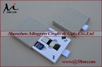 Fabric Linen USB SD CF Card Storage Packing Gift Box Case