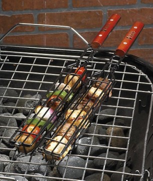 BBQ Grill Basket with wood handle Kebab Baskets