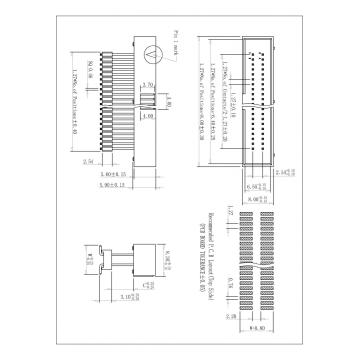 1,27*2,54 mm Box Header Surface-Mount (SMT) Vertikal H = 5,90 Lägg till bostäder