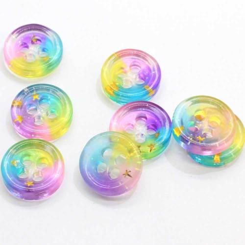 Round Star Glitter Resin Buttons Sewing DIY Scrapbooking Decals for Kids Crafts Accessories 100pcs