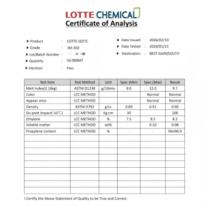 PP Lotte JM-350 Impact Copolymer Polypropylene