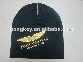special beanie hat with gold color printing logo
