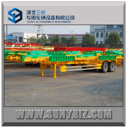 Terminal frame container trailer 40ft 2 lines skeleton container semi trailer