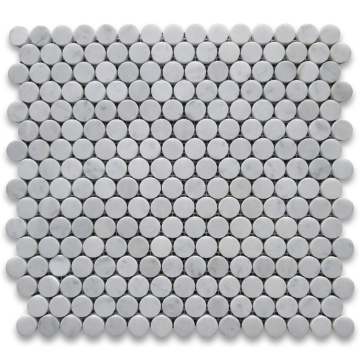 Penny Round Carrara Beyaz Mermer Mozaik Fayans Mutfak Backsplash