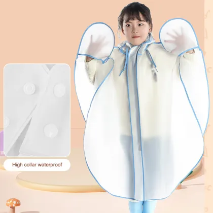 Little Boy's Transparent Rain Poncho for School Cartoon Character