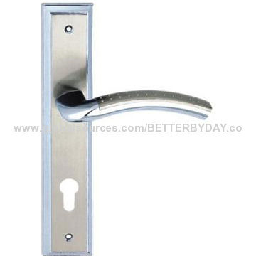 Zinc Alloy Door Lever Handle on Plate/Hardware for Mortise Lock/Entrance, Internal/Key,Cylinder Type
