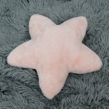 Soft Touch Polyester Faux Rabbit Fur Star Shape Cushion for Kids
