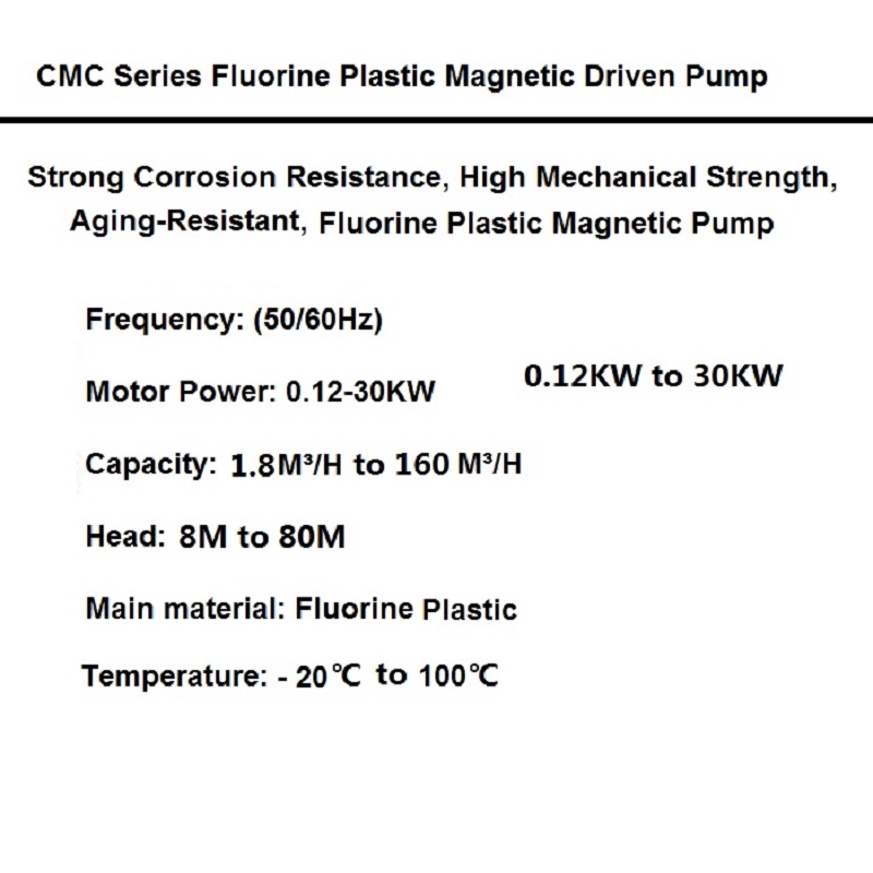 مضخة مغناطيسية بلاستيكية فلورين CMC