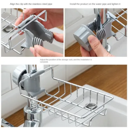Single-Tier Stainless Steel Faucet Storage Rack