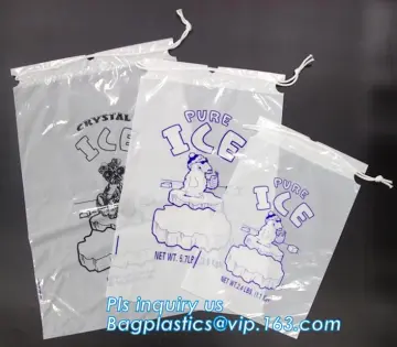 disposable plastic LDPE ice cube freezer bag with wicket, Ice Cube Plastic Bag Suppliers, wicket LDPE ice bag, LDPE drawstring