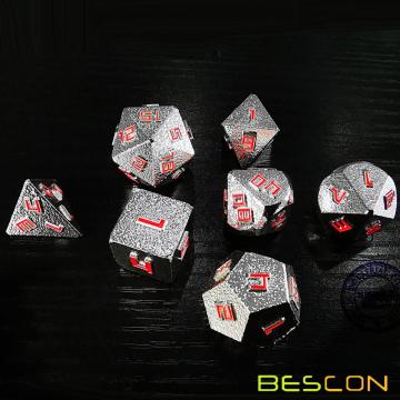 Bescon Silver-Ore Lode Würfelset aus massivem Metall, Polyeder D &amp; D RPG 7-Würfel-Set aus rohem Metall