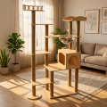 Luxury Eco-Friendly Cat Tree Tower Large Indoor Cat Scratcher Multi-Level Climbing House Modern Design Solid Wood Carton