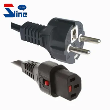 EU Schuko Plug Locking IEC 320 C13 Power Cord with VDE Certificate