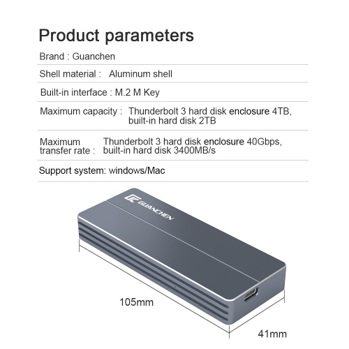 Portable Mobile Hard Drive with Case Thunderbolt SSD Case with SSD Manufactory