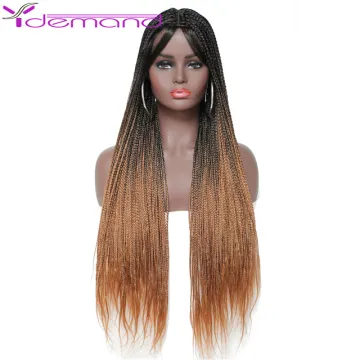 Wholesale Long Full Braided Wig High Quality Synthetic Braided With Baby Hair Wigs For Black Women Cheap Braid Hair Wig