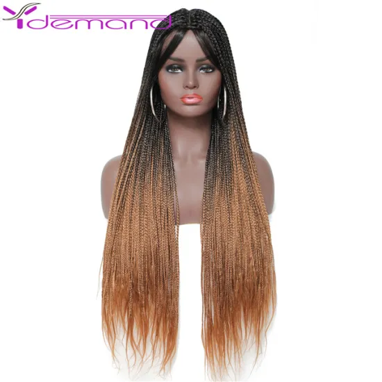 Wholesale Long Full Braided Wig High Quality Synthetic Braided With Baby Hair Wigs For Black Women Cheap Braid Hair Wig