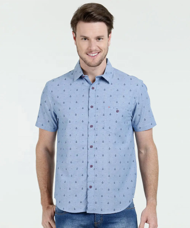 Casual slim fit short sleeve Stand-up collar shirts