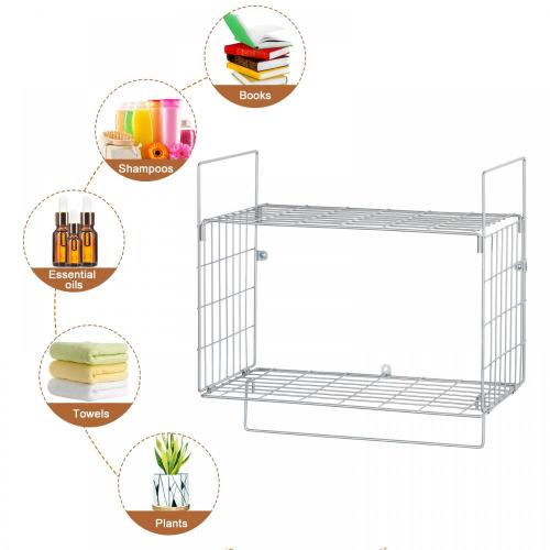 Wall Mount Towel Shelf Wall Mount Metal Wire Bathroom Shelf Organizer Manufactory