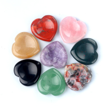 Gemstone Handmade Craved 40MM Love Heart Thumb Worry Stone for Anxiety Stress Relief Meditation