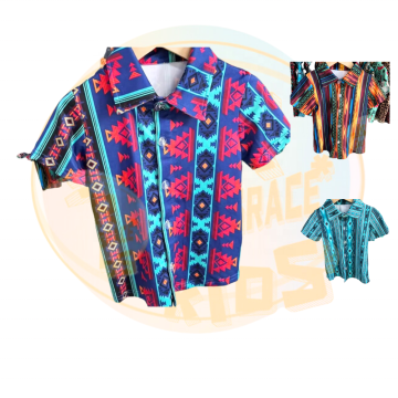 Hot Selling Western Aztec Cowboy T-Shirts for Kids Summer Polo Shirts