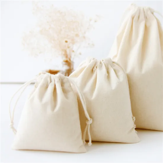 Custom Design Eco Friendly Portable Canvas Drawstring Bag