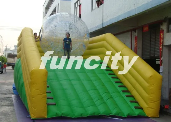 0.55mm Pvc Tarpaulin Inflatable Zorb Ramp With Continue Air Blower