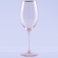 Pink Colored Red Wine Glasses With Gold Rim
