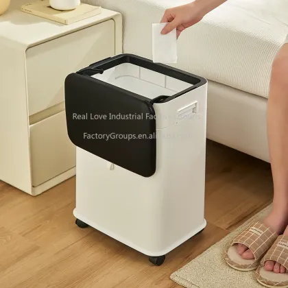 Adjustable Height Trash Can with Lid for Easy Waste Management