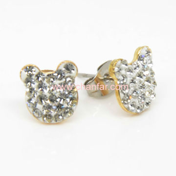 2013 Latest Fashion Polymer Clay Crystal Stud Earrings Jewelry