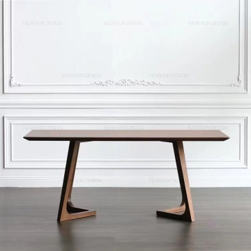 New Chinese Style Pure Natural Solid Wood V Shape Wooden Legs Dining Table