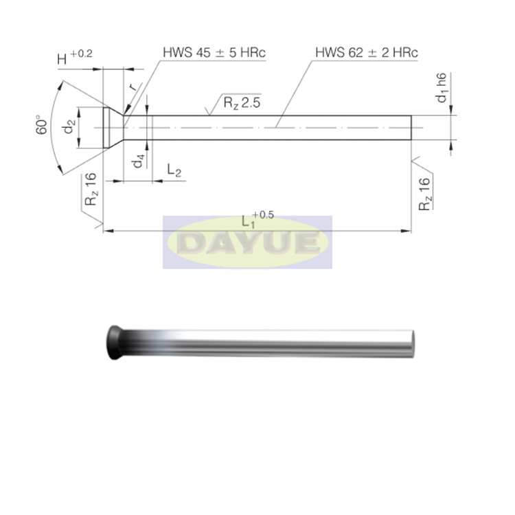 Conical head punch type DA DIN 9861- HSS manufacturers suppliers in China