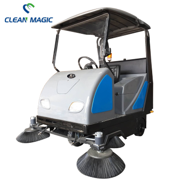 Disinfecting industrial driven floor sweeper