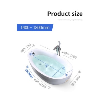 Acrylic Thin Edge White Small Oval Bathtub