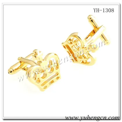 YH-1308 Novelty Gold Crown Cufflinks