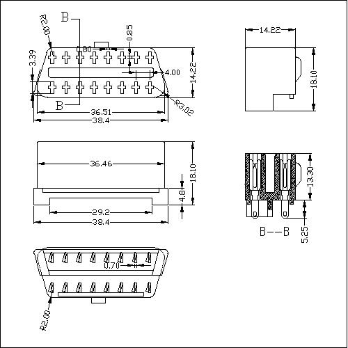 OBD-16G0-X-X-X-PG003 OBD 16P Feale Straight Angle Type