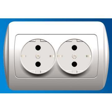 P Series 2 Gang Schuko Socket
