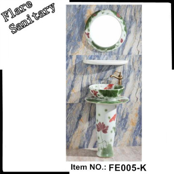 Lotus design Bathroom pedestal porcelain wash hand basin